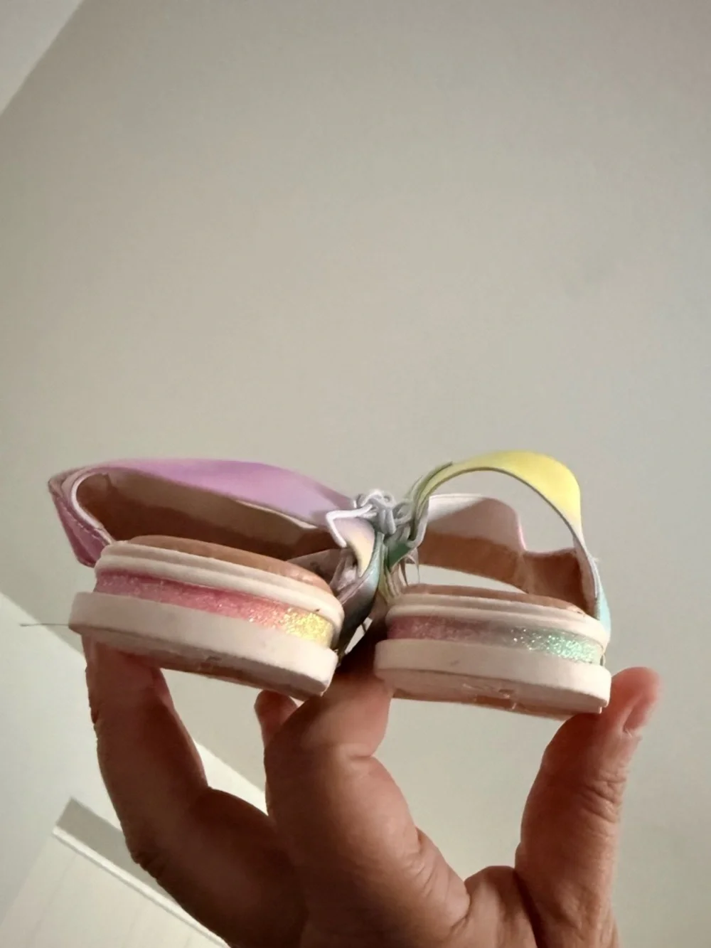 Harper Canyon Pastel Rainbow Toddler Sandals - Pink Green Blue. Size 5